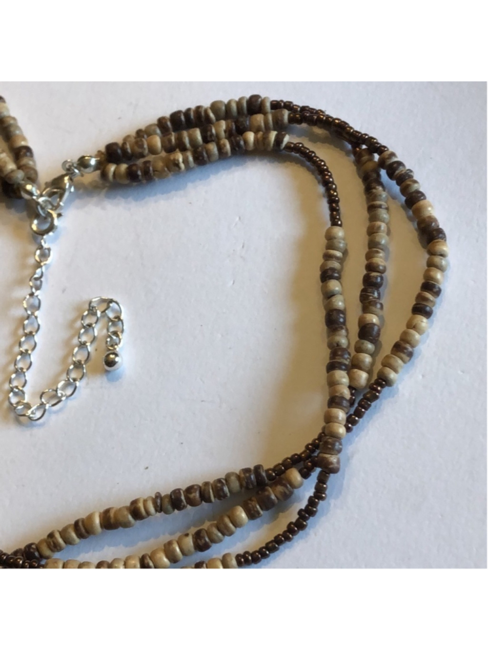 Brown & Tan Beaded Multi Strand Boho Necklace - Picture 6 of 7